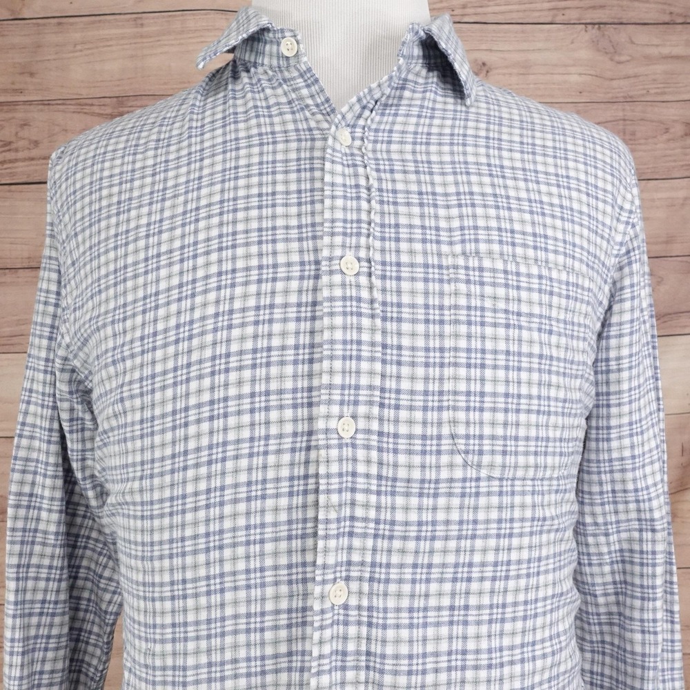 Faherty‎ Shirt Mens L White Plaid Long Sleeve Button Up Lightweight Flannel